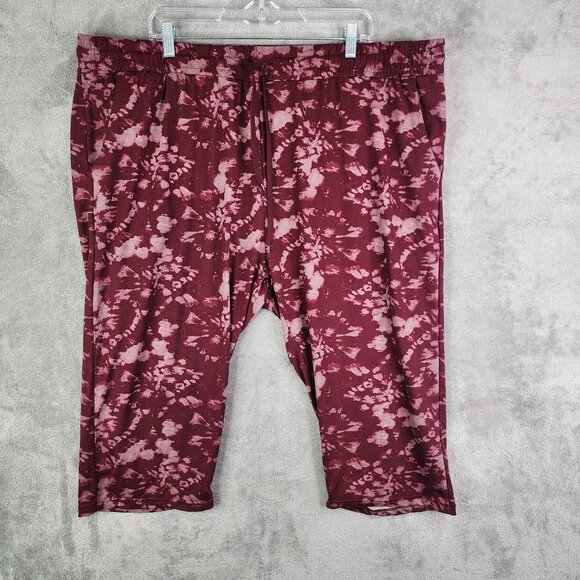 Womens Real Essentials Tie-Dye Burgundy Jogger Pants Elastic Waist Size 3X - Picture 2 of 11